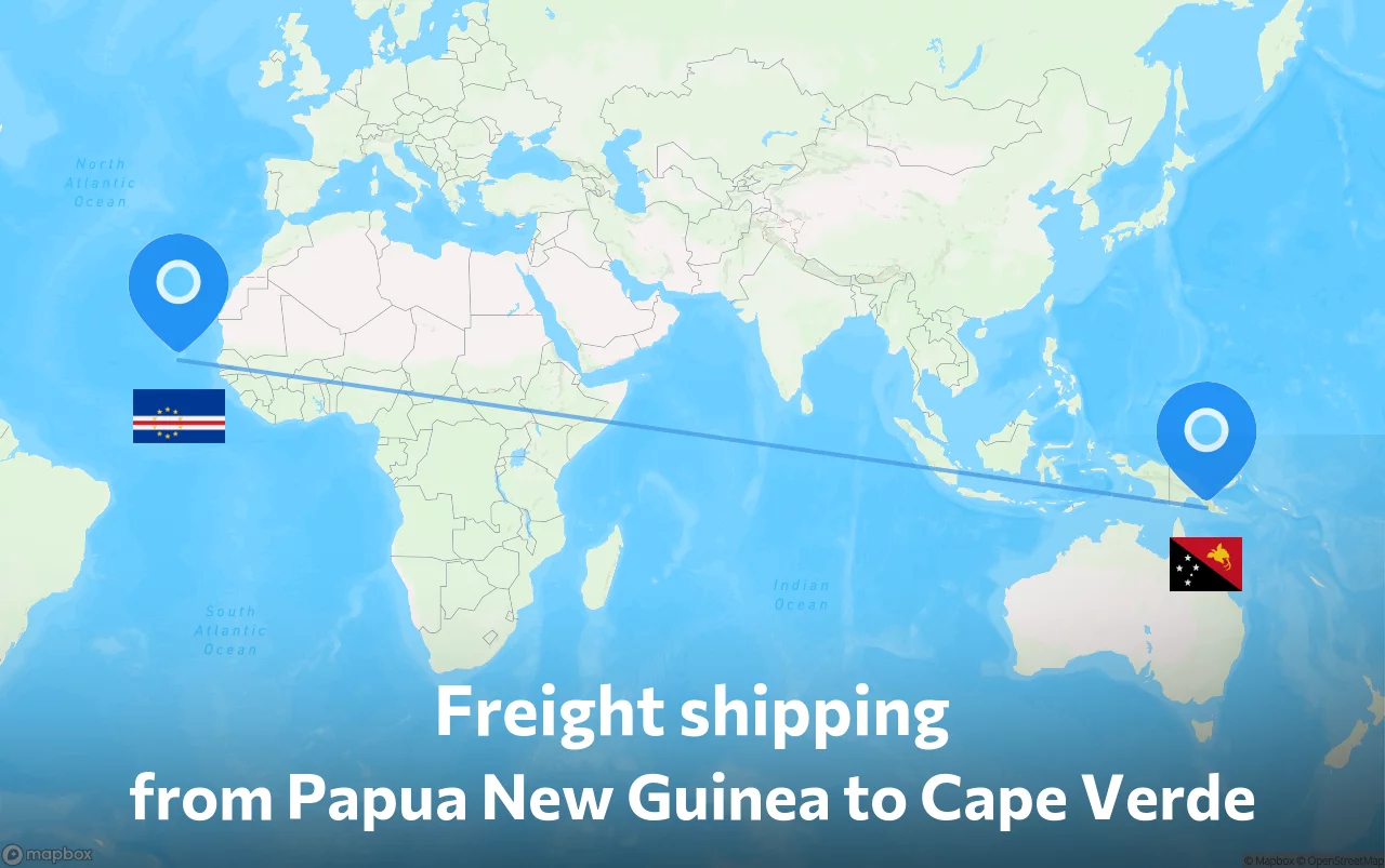 Shipping route from Papua New Guinea to Cape Verde