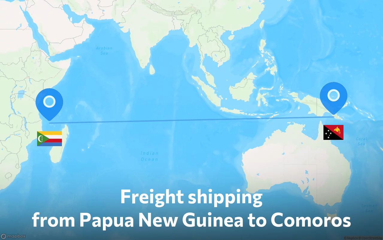 Shipping route from Papua New Guinea to Comoros