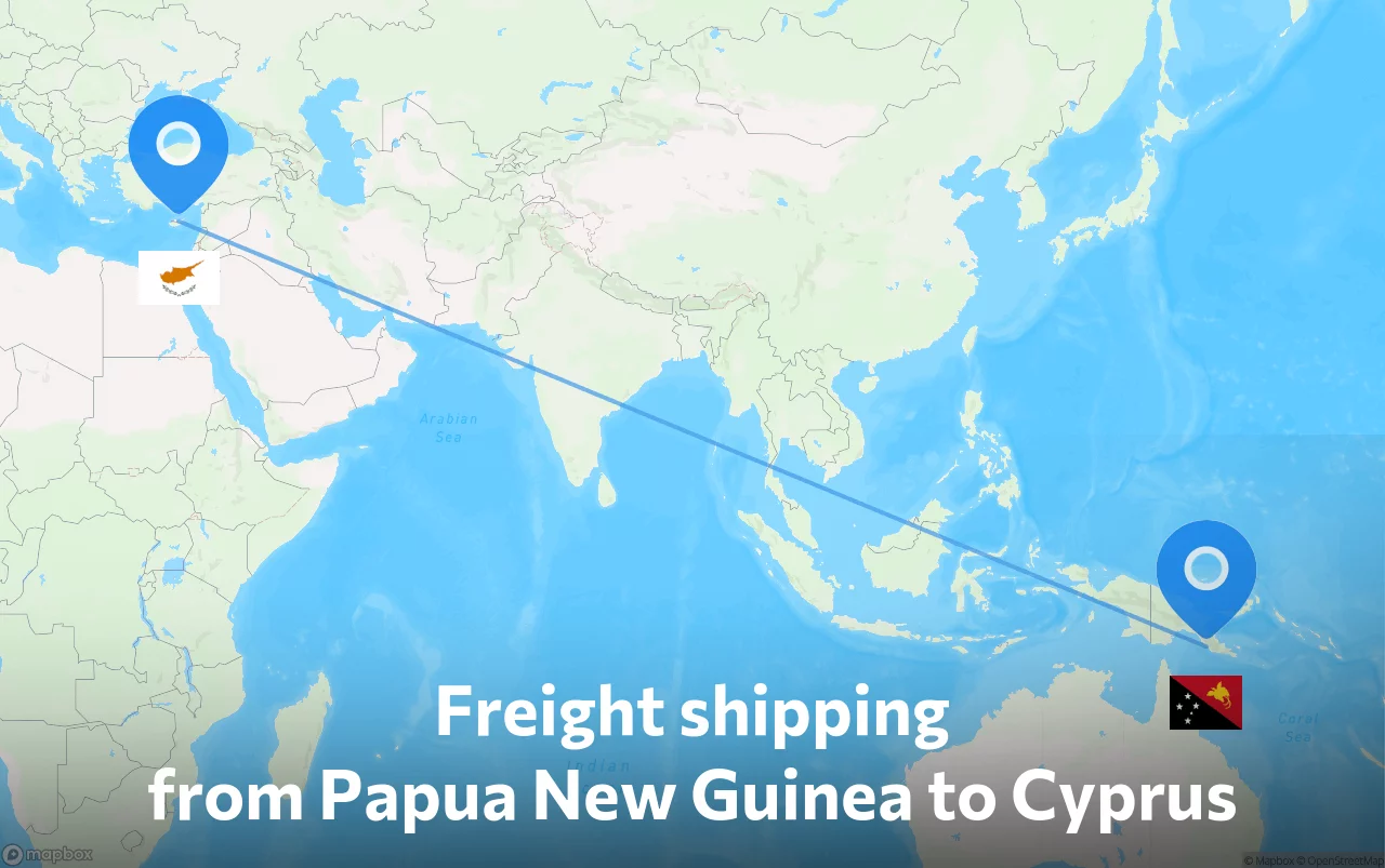Shipping route from Papua New Guinea to Cyprus