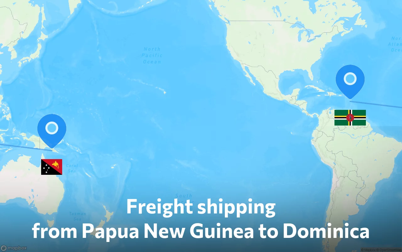 Shipping route from Papua New Guinea to Dominica