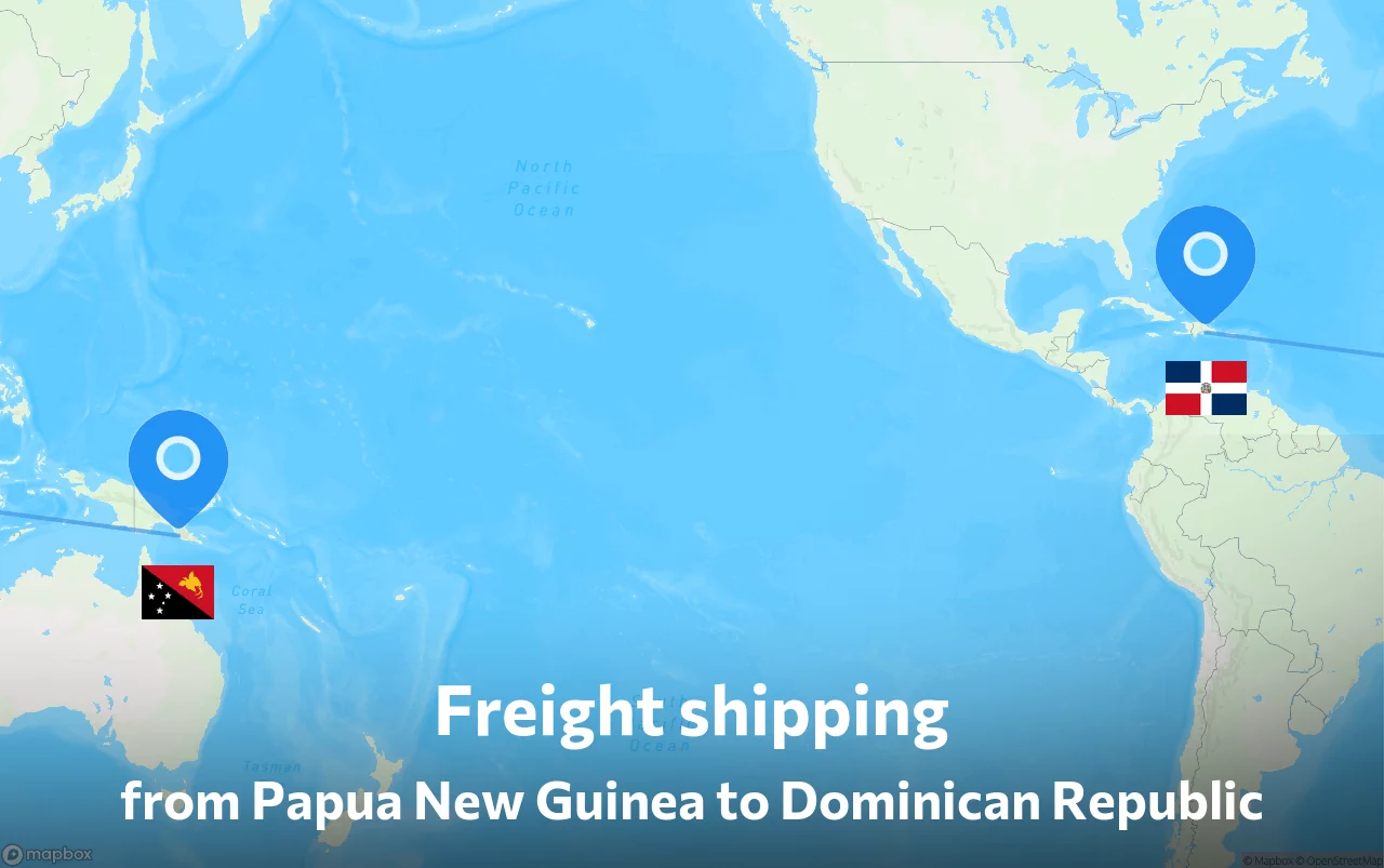 Shipping route from Papua New Guinea to Dominican Republic