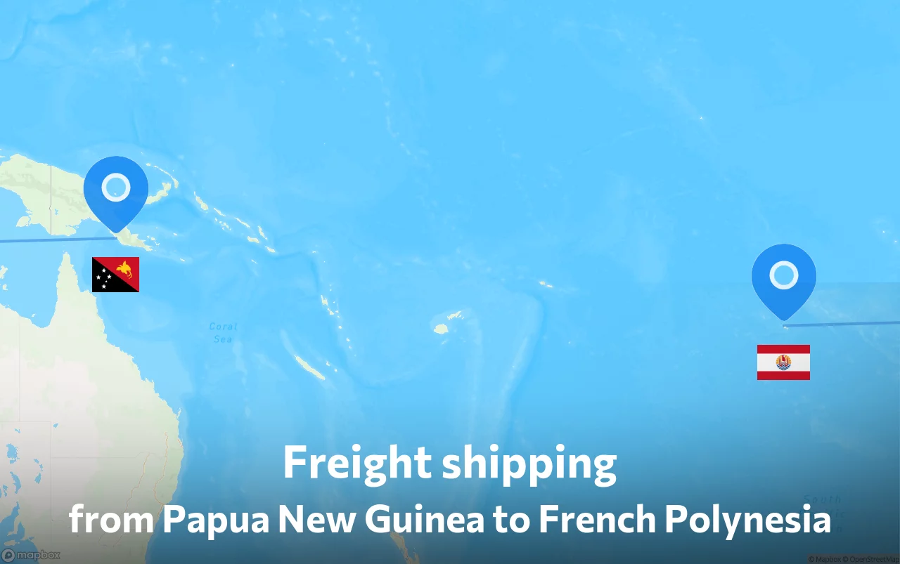 Shipping route from Papua New Guinea to French Polynesia