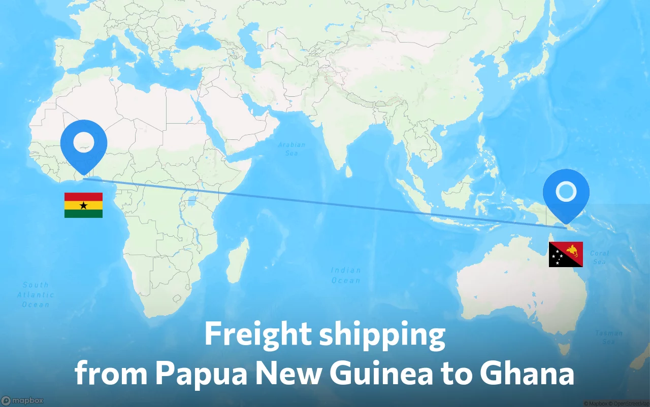 Shipping route from Papua New Guinea to Ghana