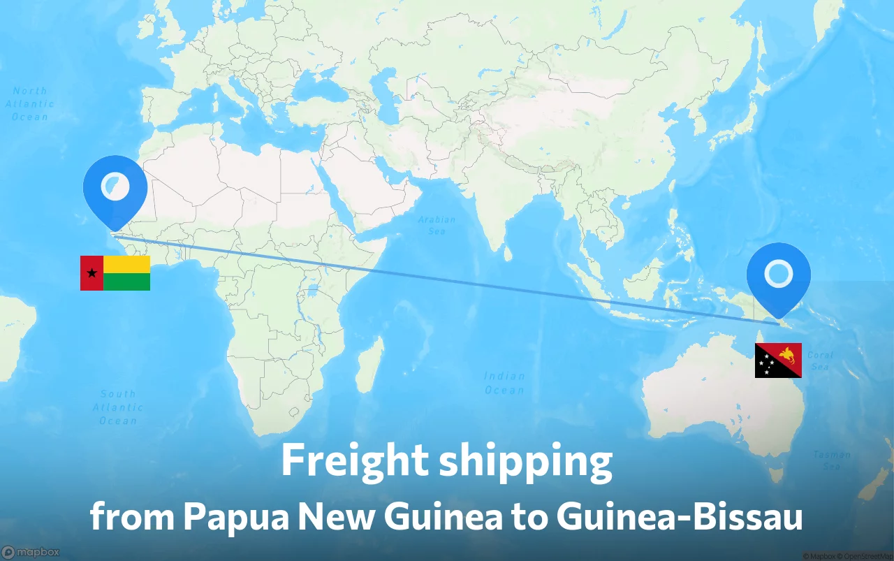 Shipping route from Papua New Guinea to Guinea-Bissau