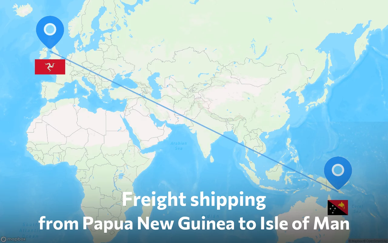 Shipping route from Papua New Guinea to Isle of Man