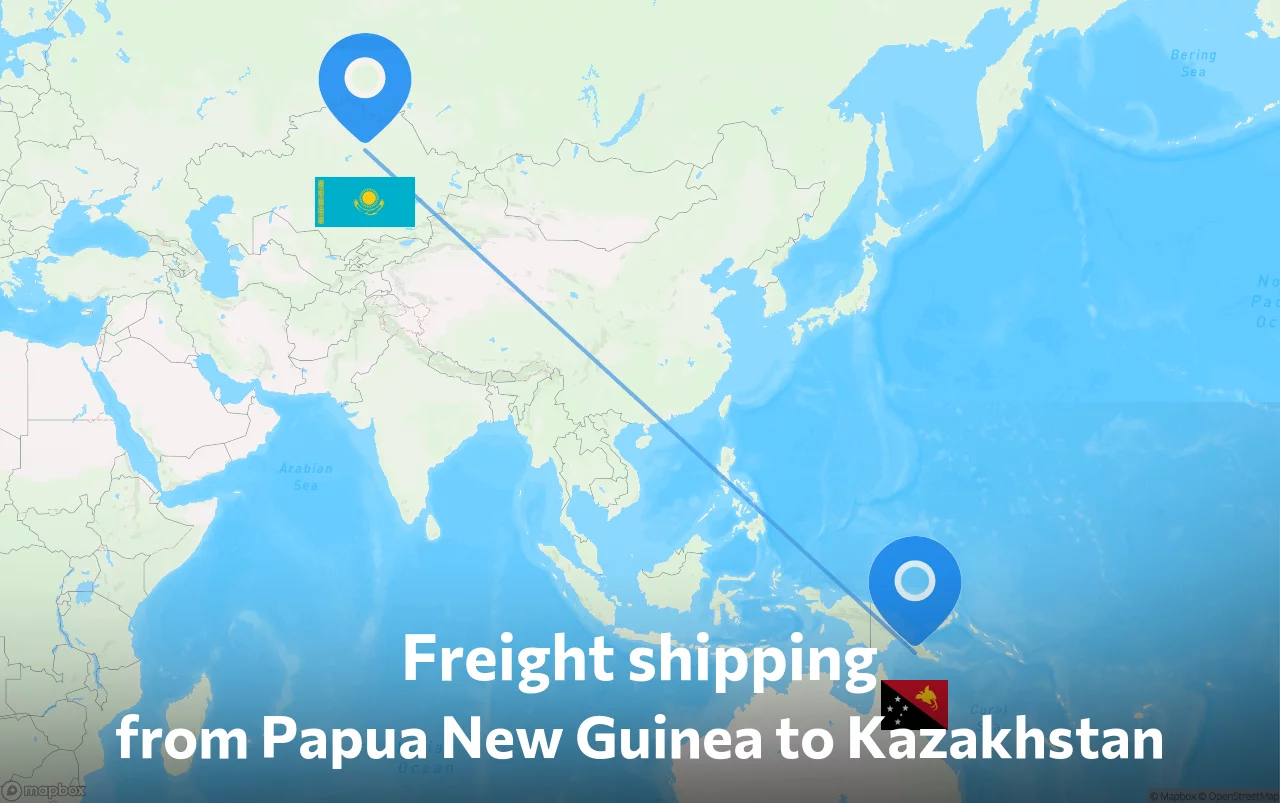 Shipping route from Papua New Guinea to Kazakhstan