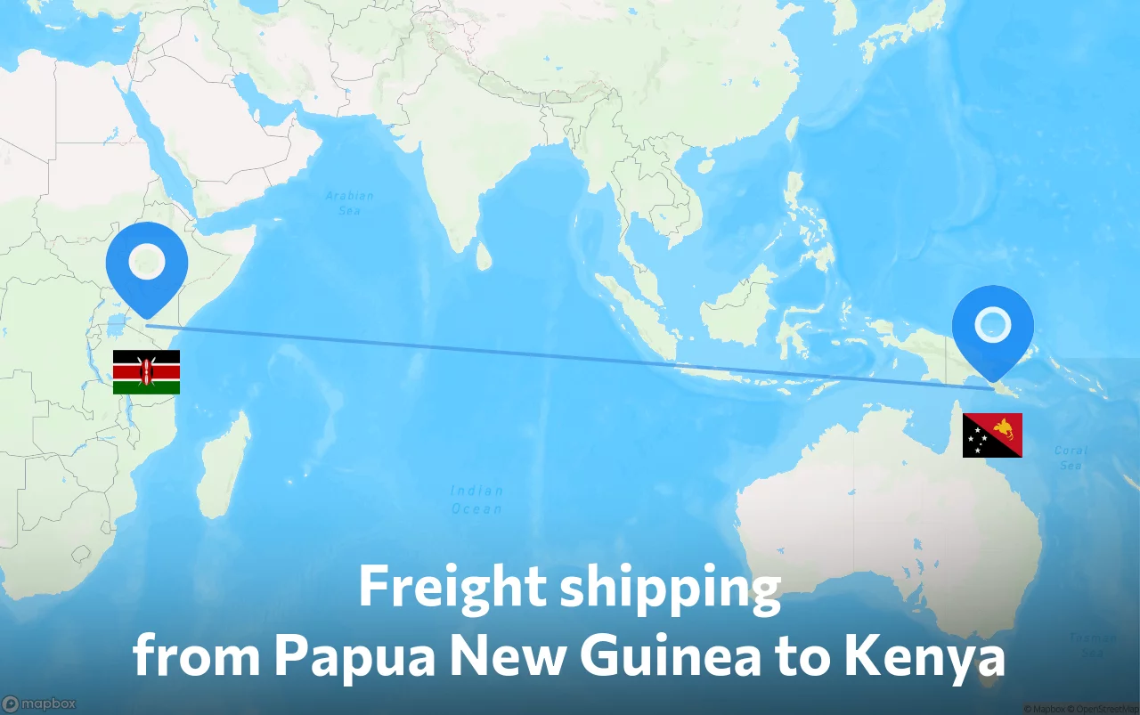 Shipping route from Papua New Guinea to Kenya