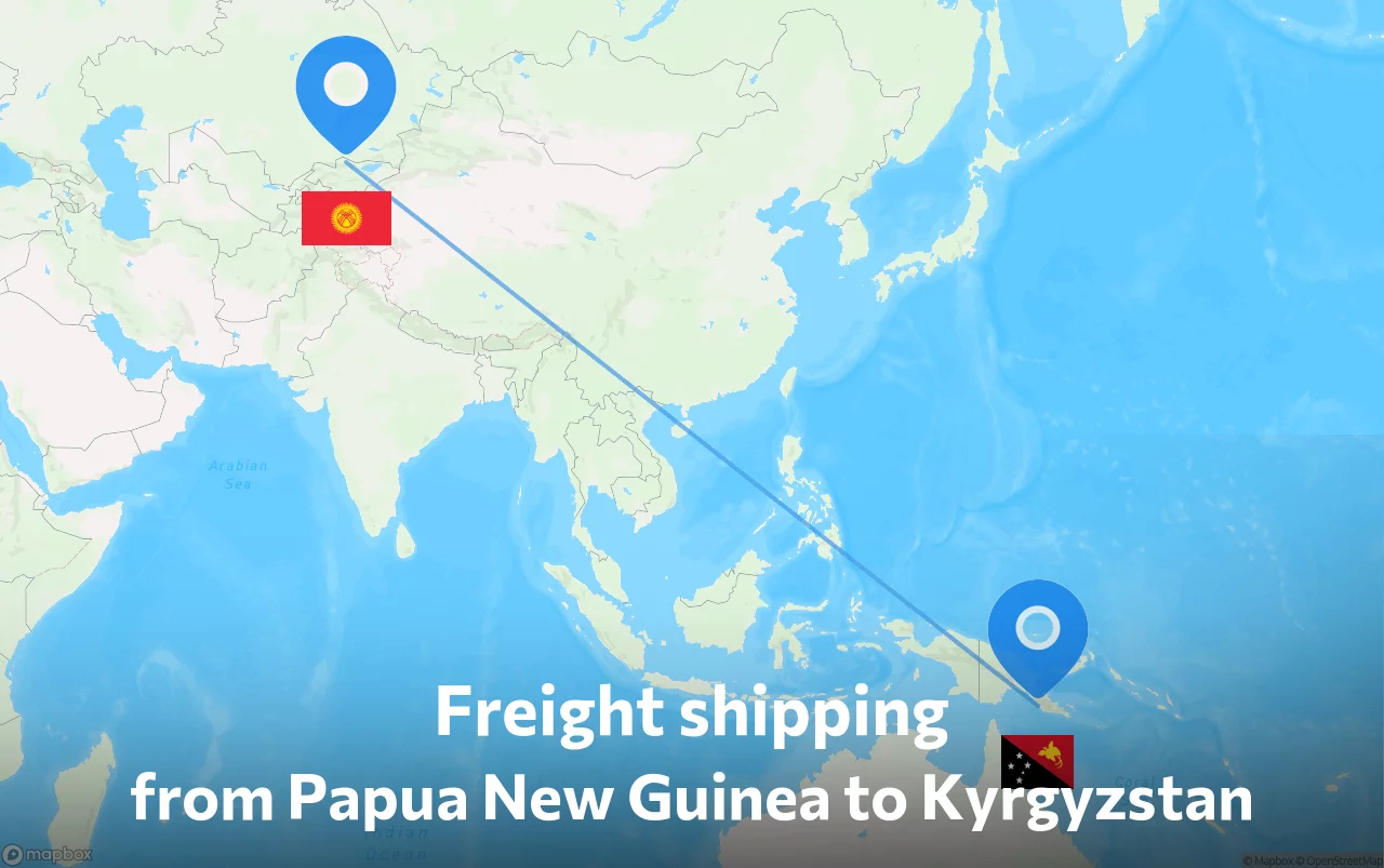 Shipping route from Papua New Guinea to Kyrgyzstan
