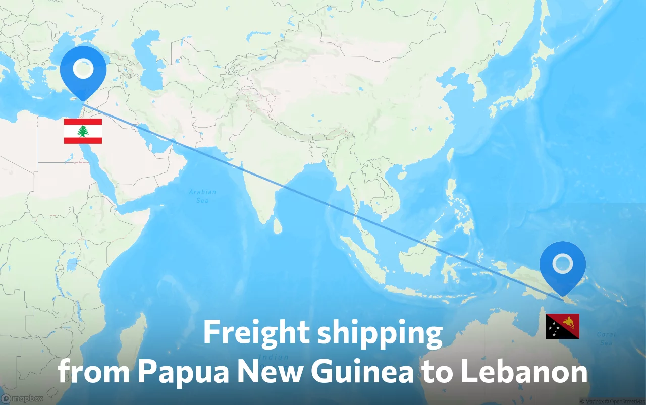 Shipping route from Papua New Guinea to Lebanon