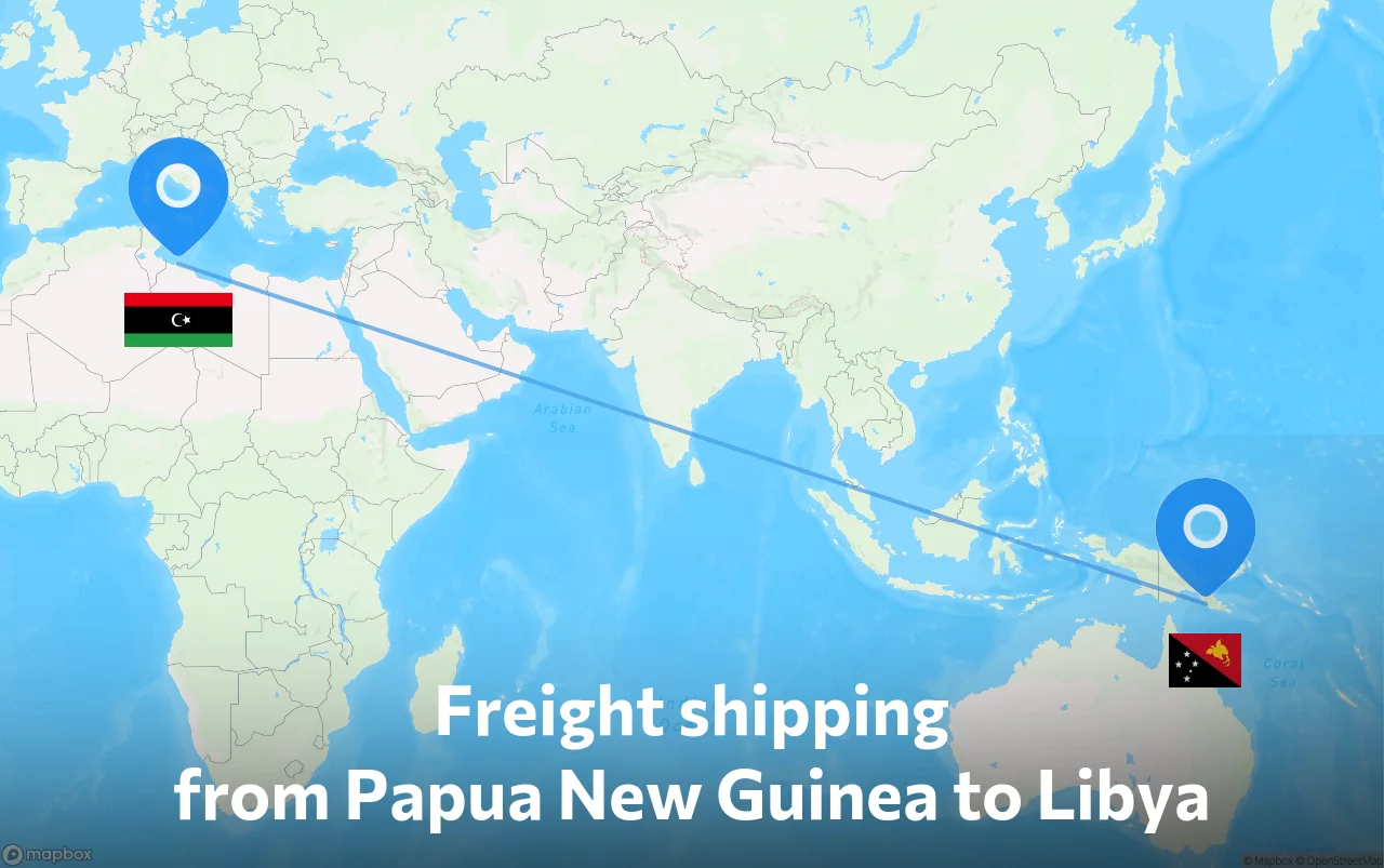 Shipping route from Papua New Guinea to Libya