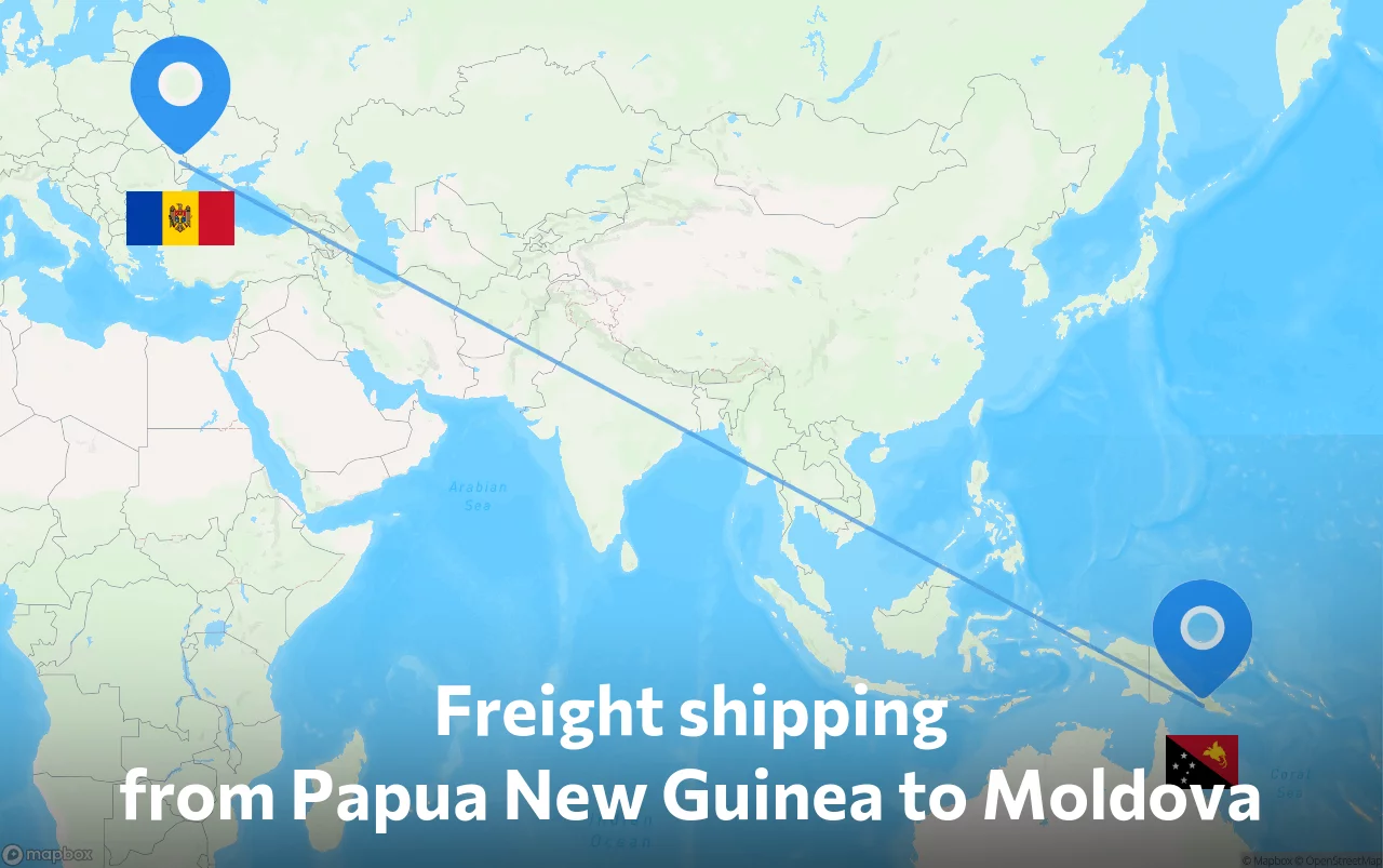 Shipping route from Papua New Guinea to Moldova