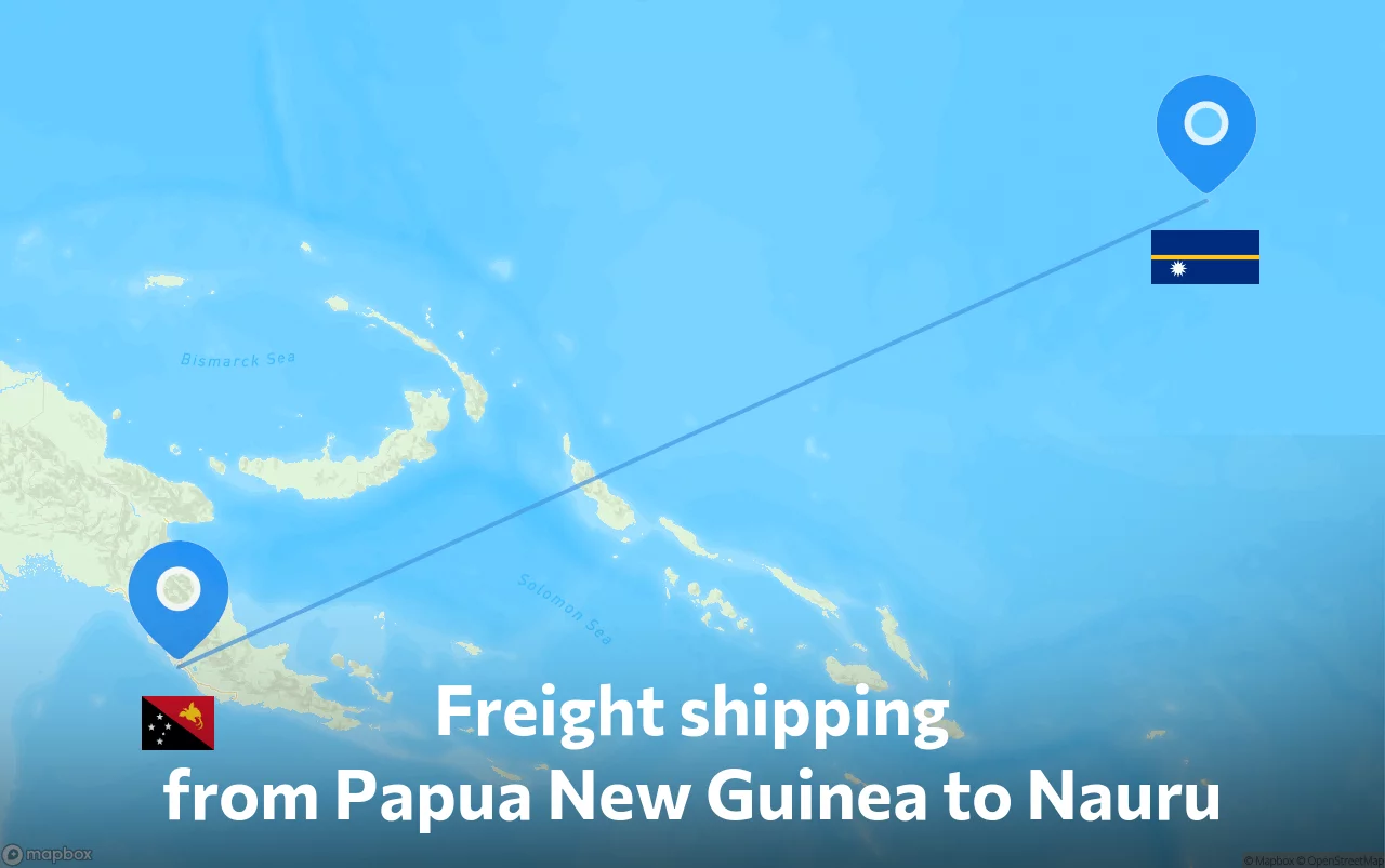 Shipping route from Papua New Guinea to Nauru
