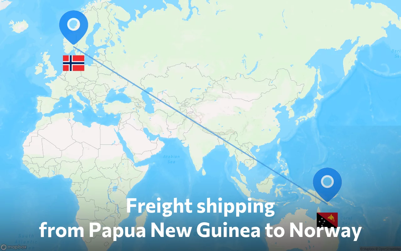 Shipping route from Papua New Guinea to Norway