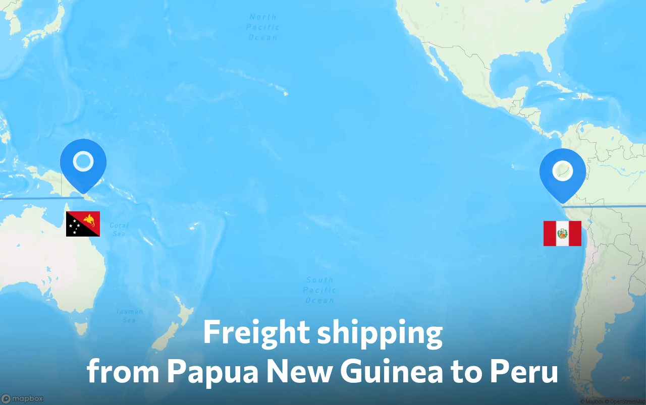 Shipping route from Papua New Guinea to Peru