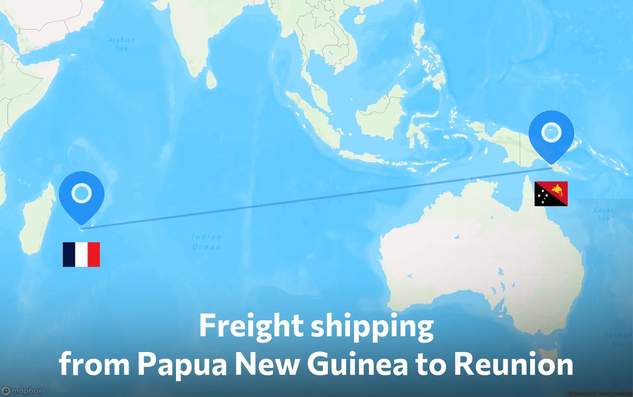 Shipping route from Papua New Guinea to Reunion