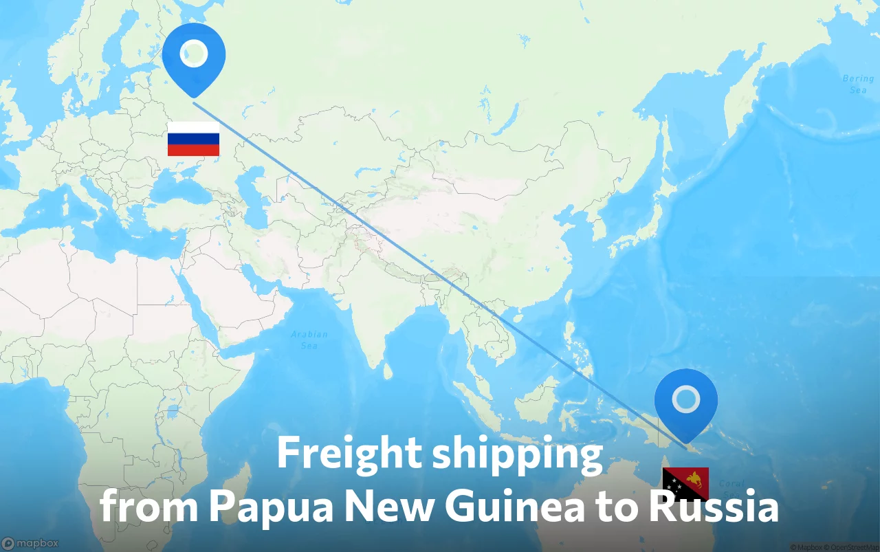 Shipping route from Papua New Guinea to Russia