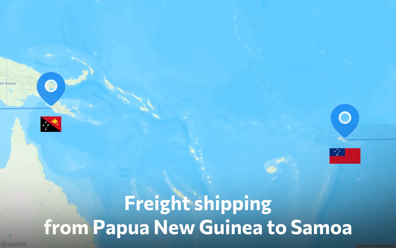 Shipping route from Papua New Guinea to Samoa