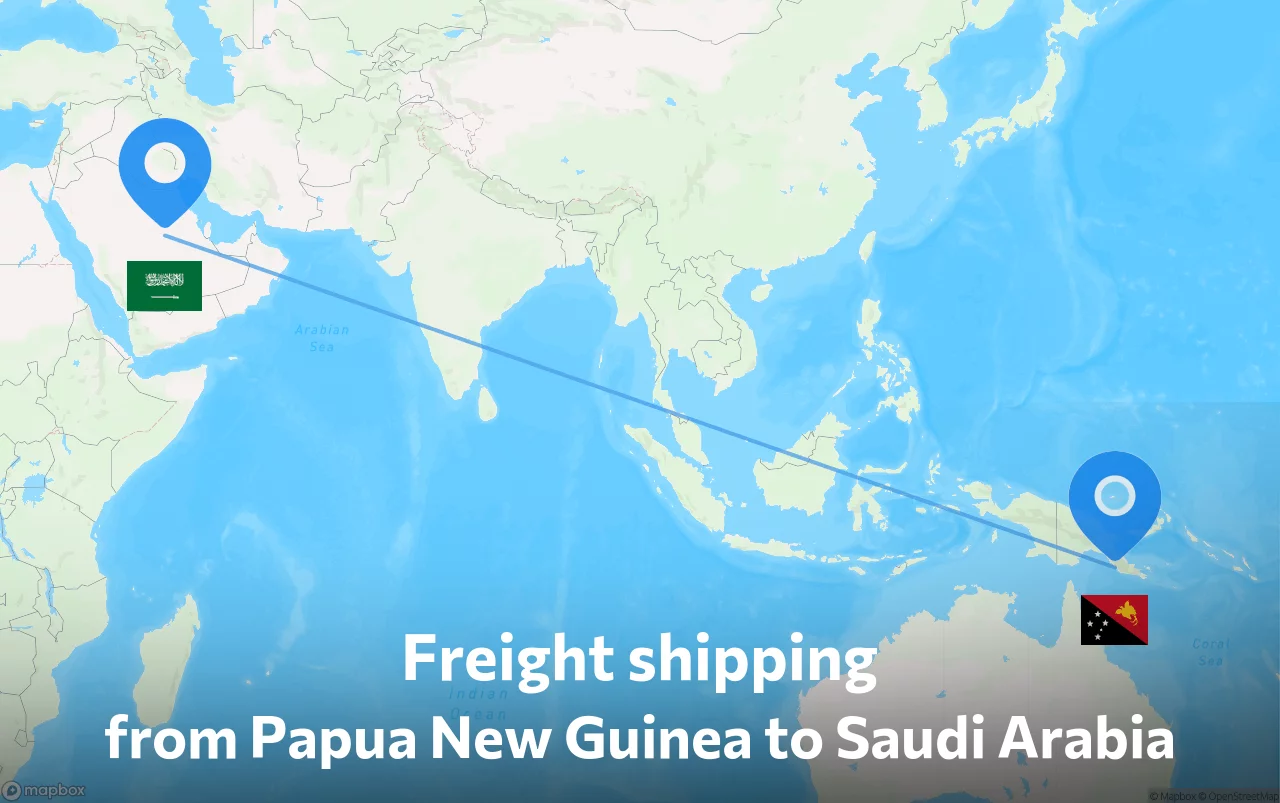 Shipping route from Papua New Guinea to Saudi Arabia