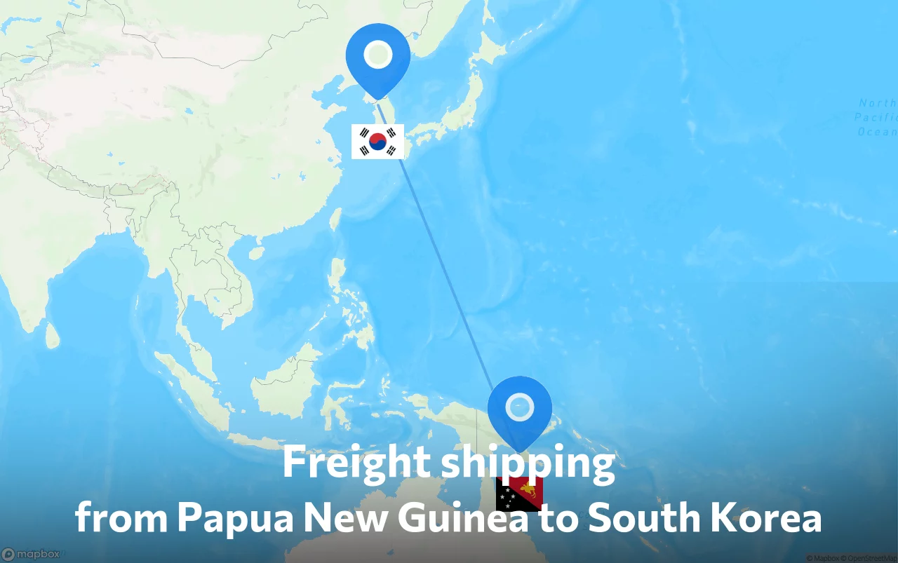 Shipping route from Papua New Guinea to South Korea