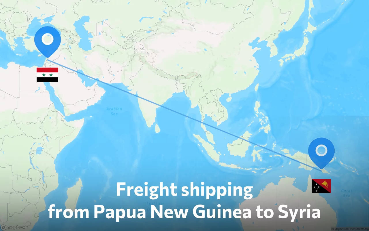 Shipping route from Papua New Guinea to Syria