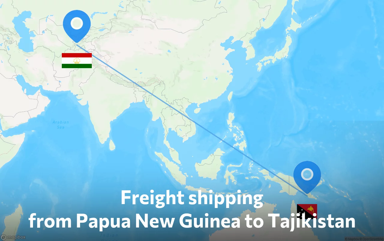 Shipping route from Papua New Guinea to Tajikistan