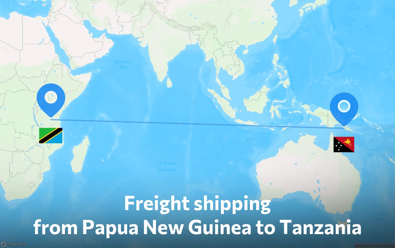 Shipping route from Papua New Guinea to Tanzania