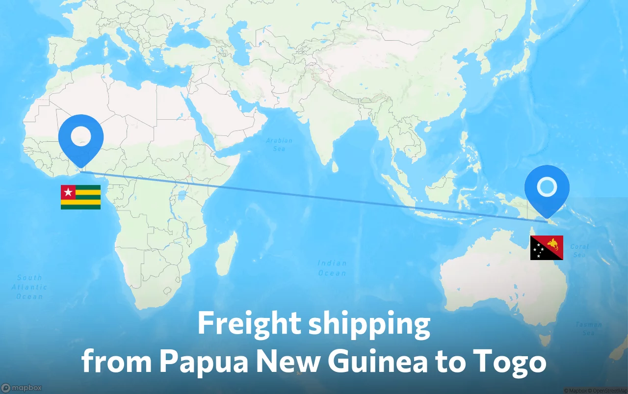 Shipping route from Papua New Guinea to Togo