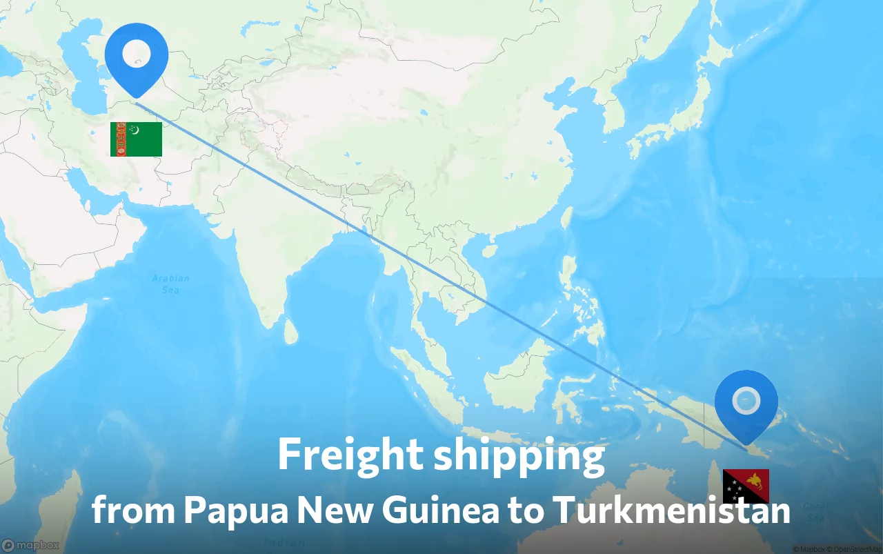 Shipping route from Papua New Guinea to Turkmenistan