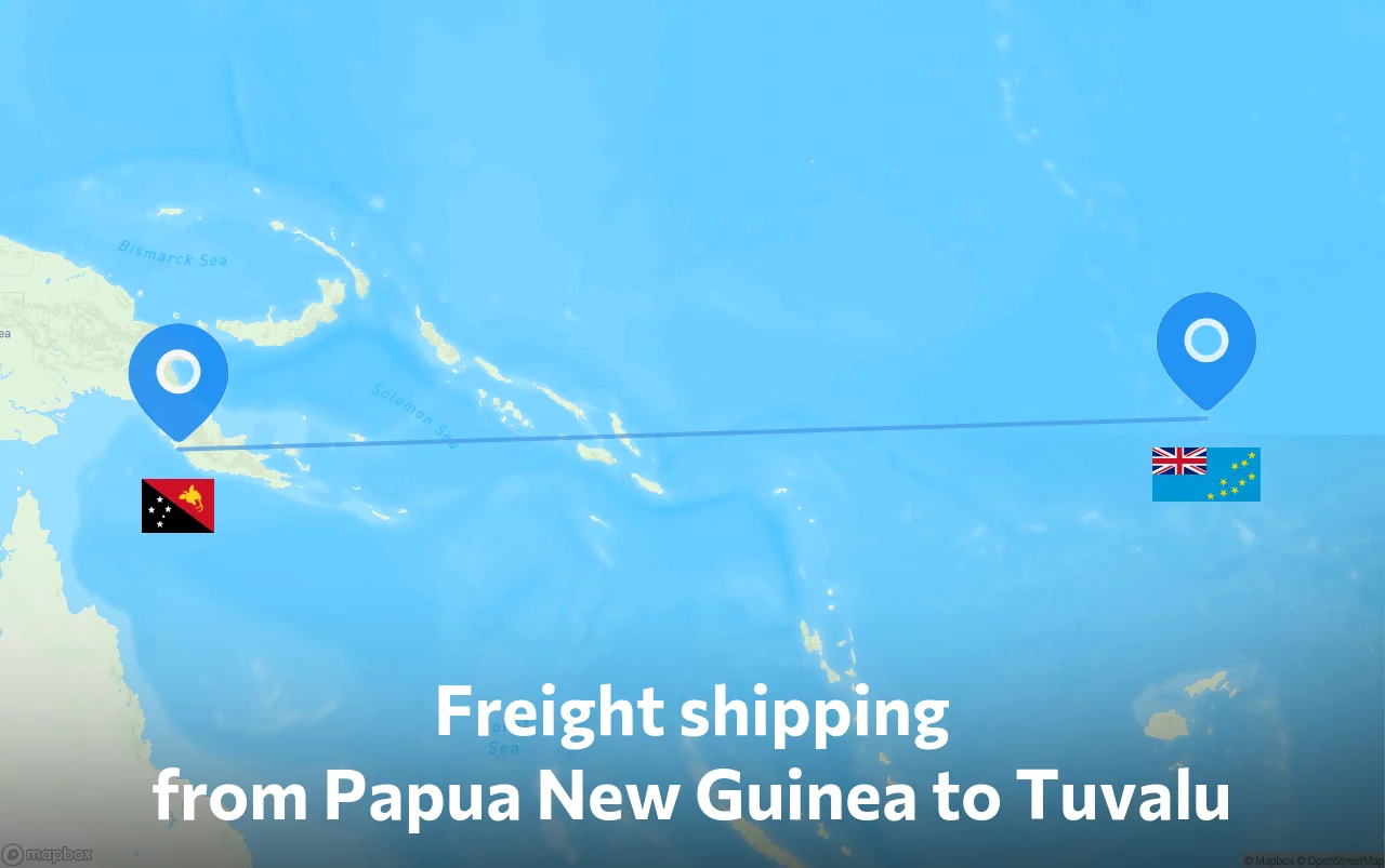 Shipping route from Papua New Guinea to Tuvalu