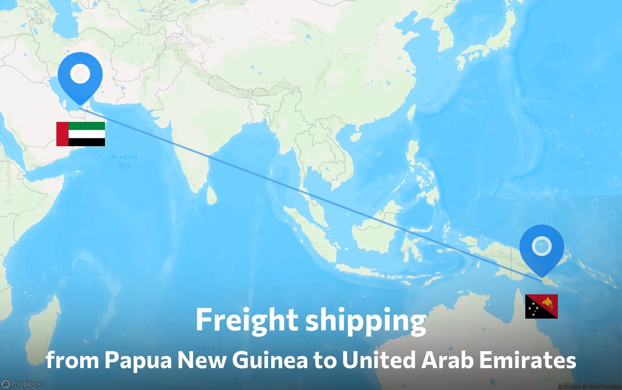 Shipping route from Papua New Guinea to United Arab Emirates