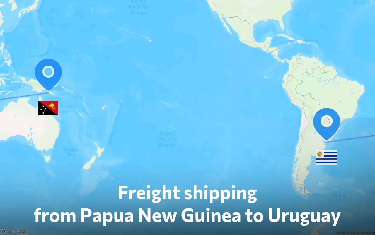 Shipping route from Papua New Guinea to Uruguay
