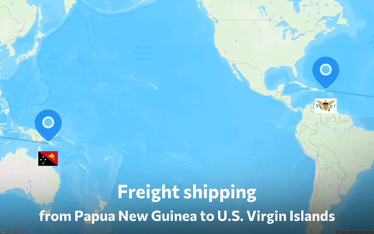 Shipping route from Papua New Guinea to U.S. Virgin Islands