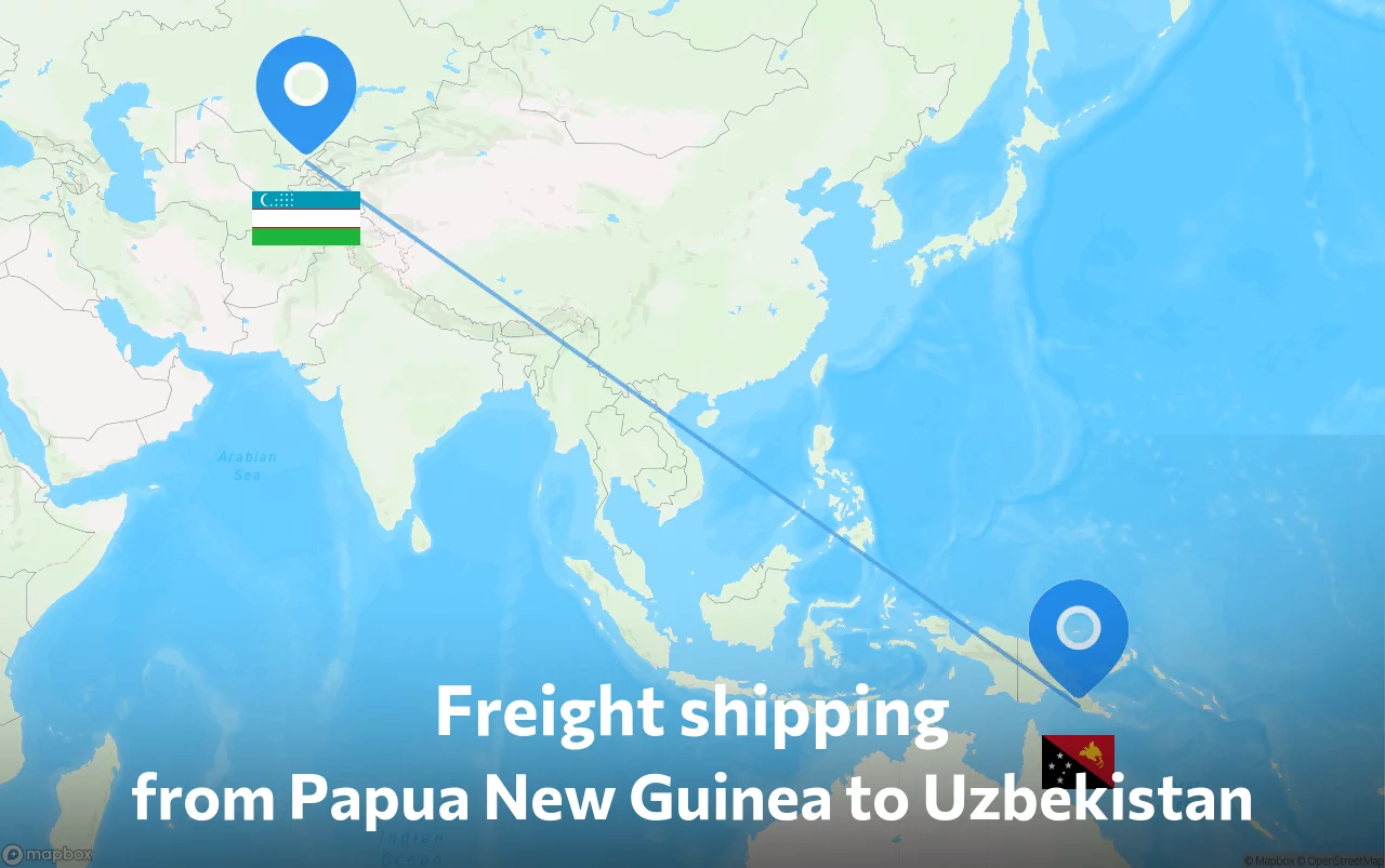 Shipping route from Papua New Guinea to Uzbekistan