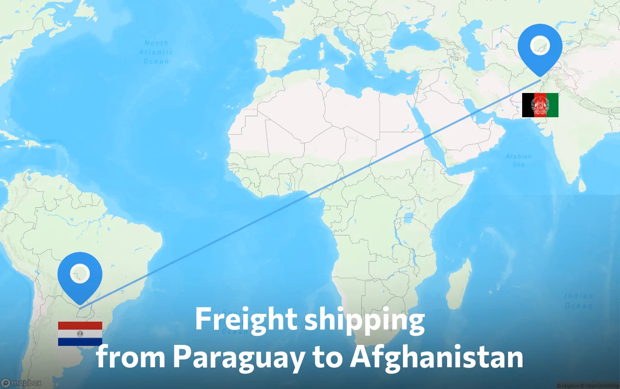Shipping route from Paraguay to Afghanistan