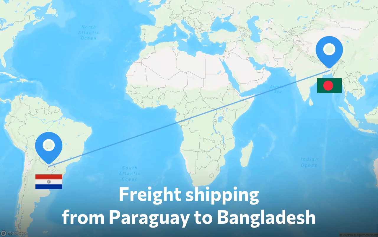 Shipping route from Paraguay to Bangladesh