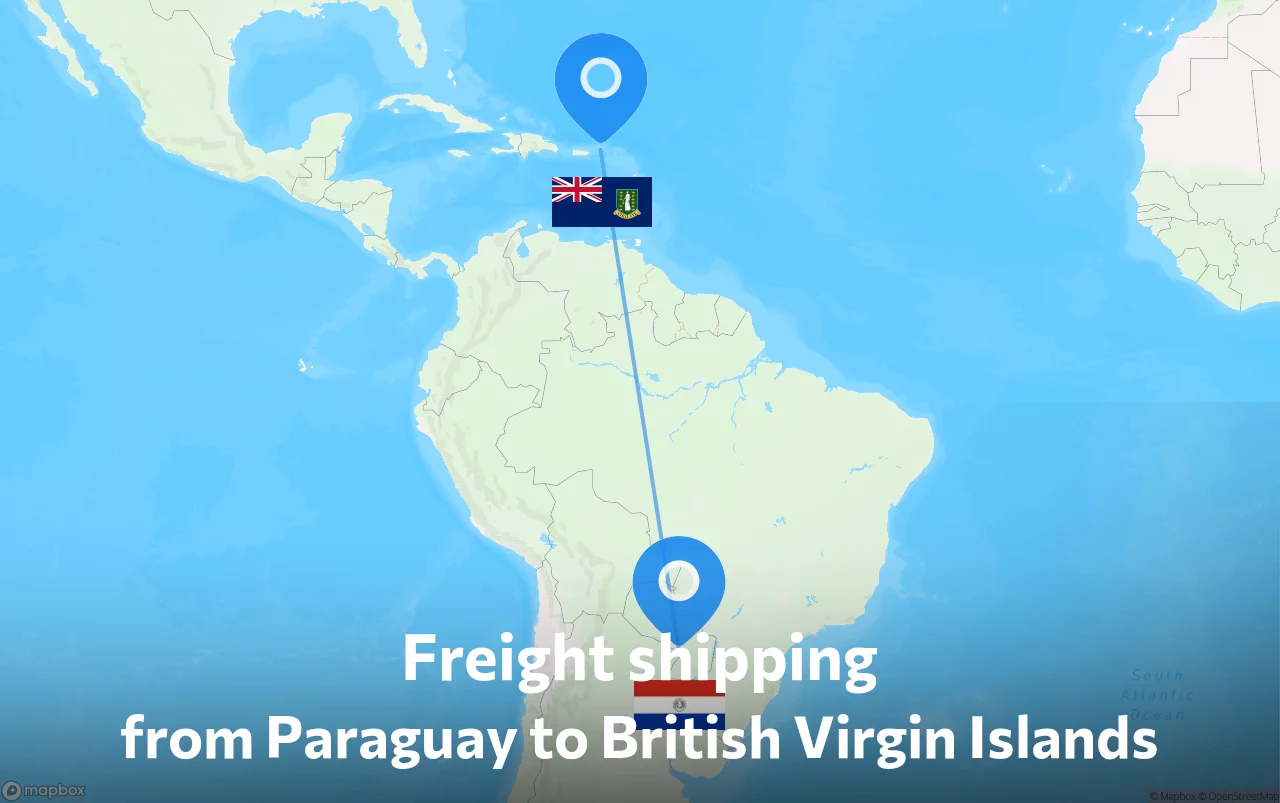 Shipping route from Paraguay to British Virgin Islands