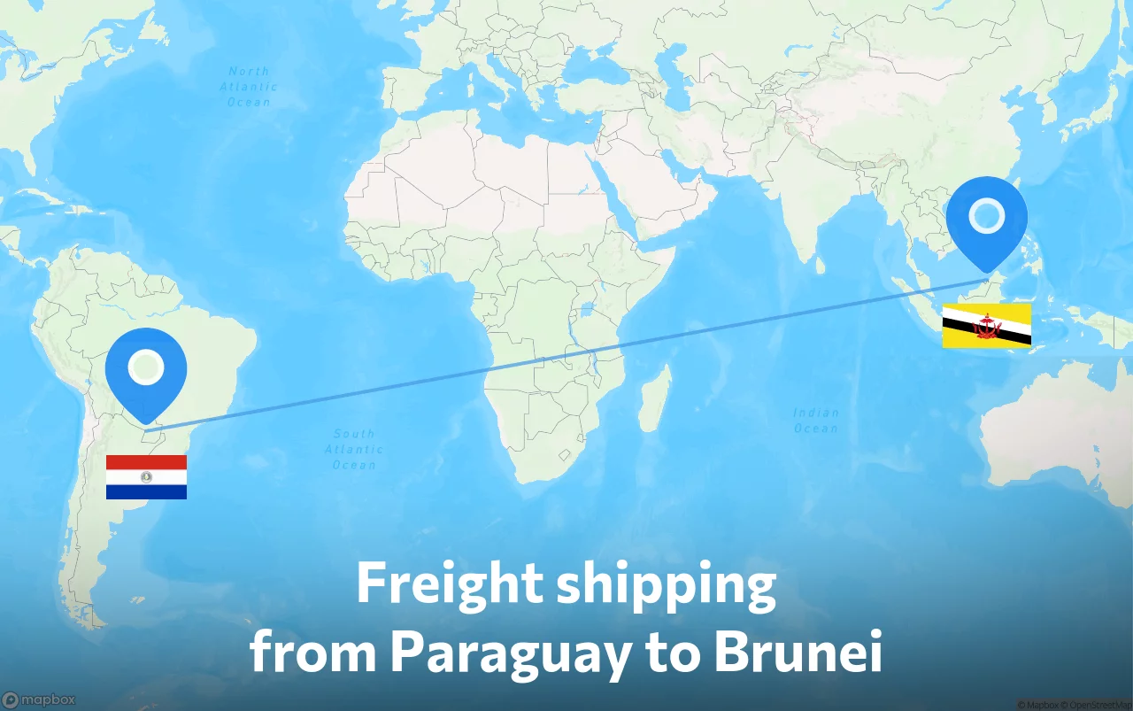 Shipping route from Paraguay to Brunei