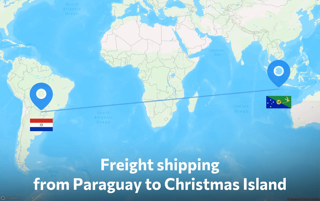 Shipping route from Paraguay to Christmas Island