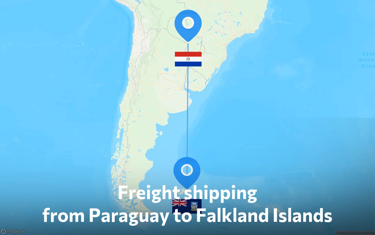Shipping route from Paraguay to Falkland Islands