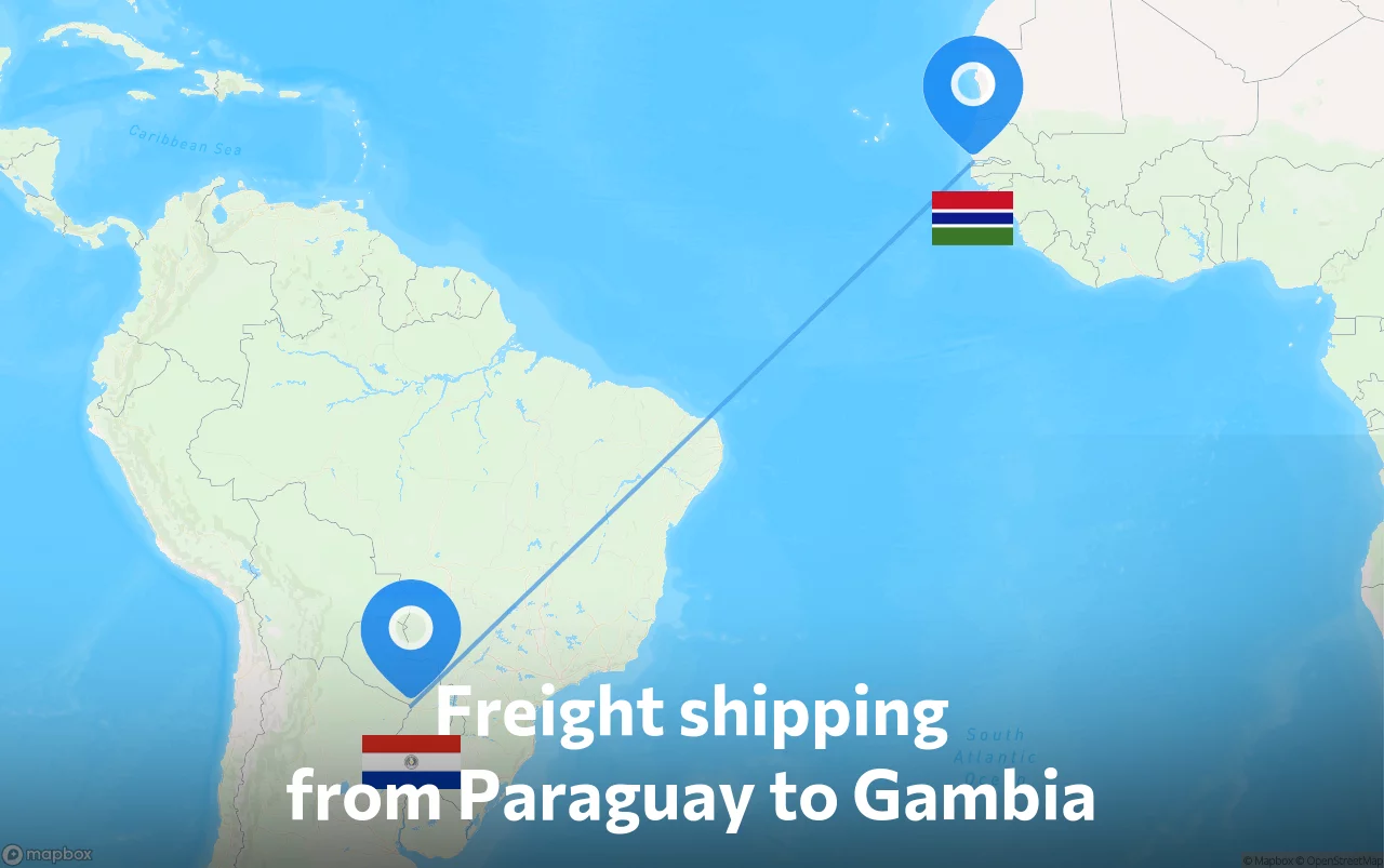Shipping route from Paraguay to Gambia