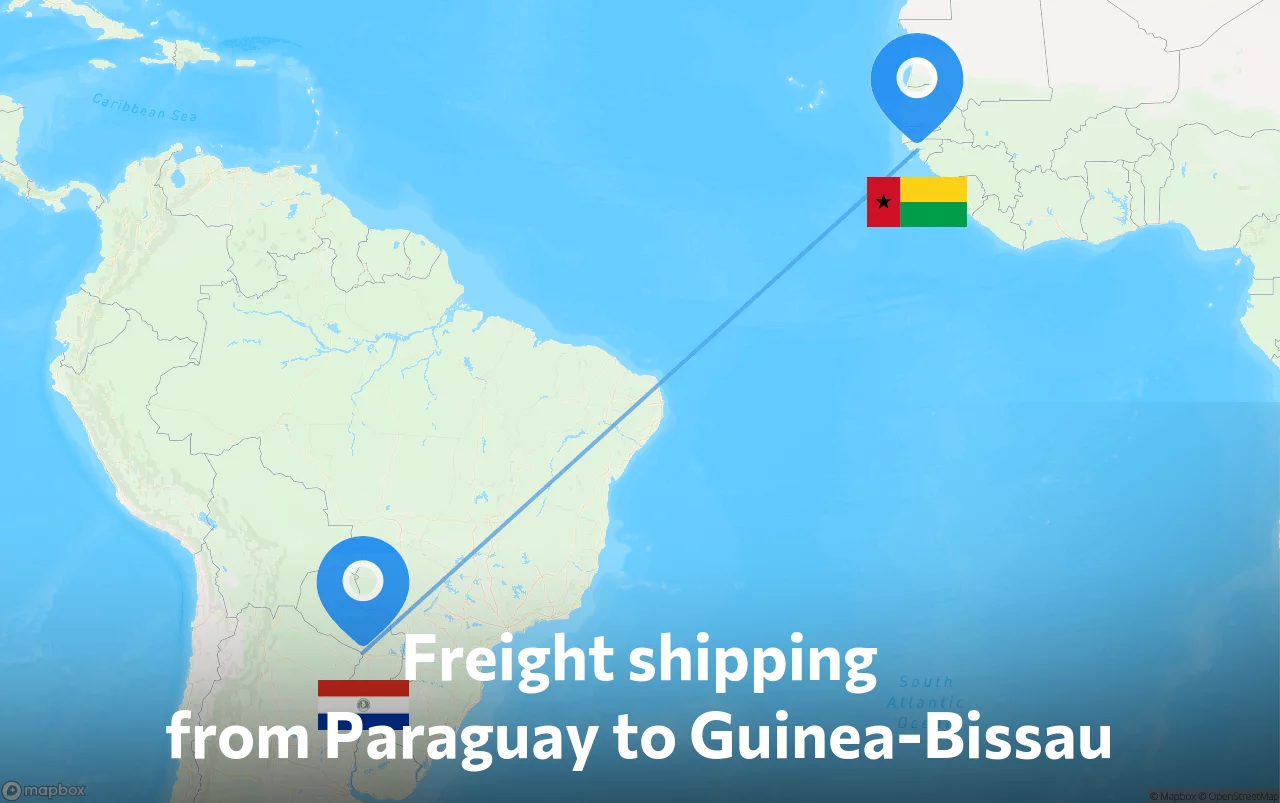 Shipping route from Paraguay to Guinea-Bissau