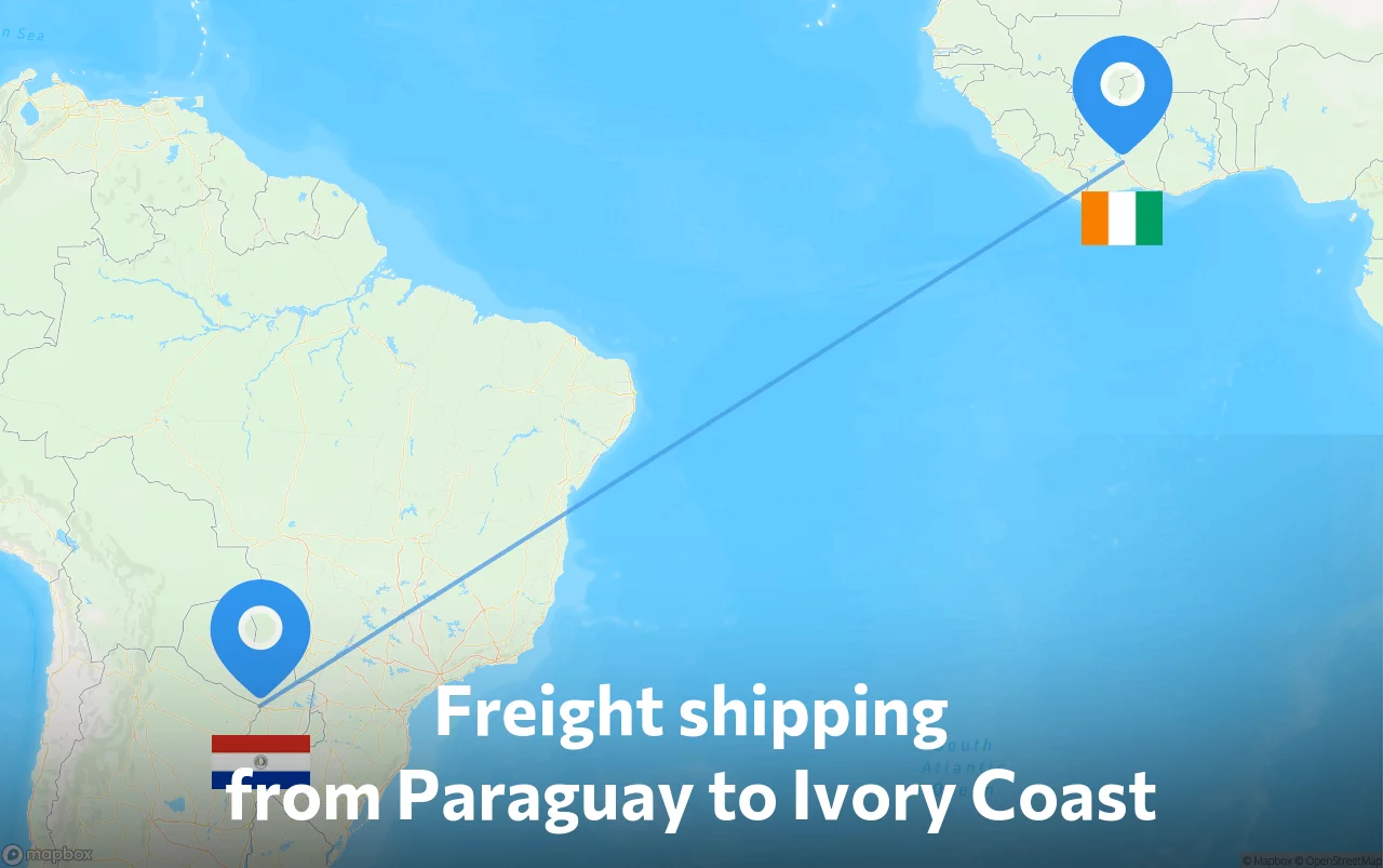 Shipping route from Paraguay to Ivory Coast
