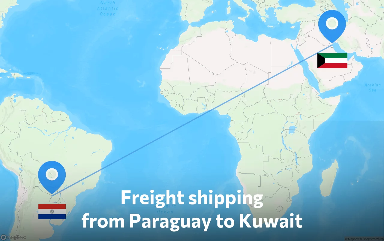 Shipping route from Paraguay to Kuwait