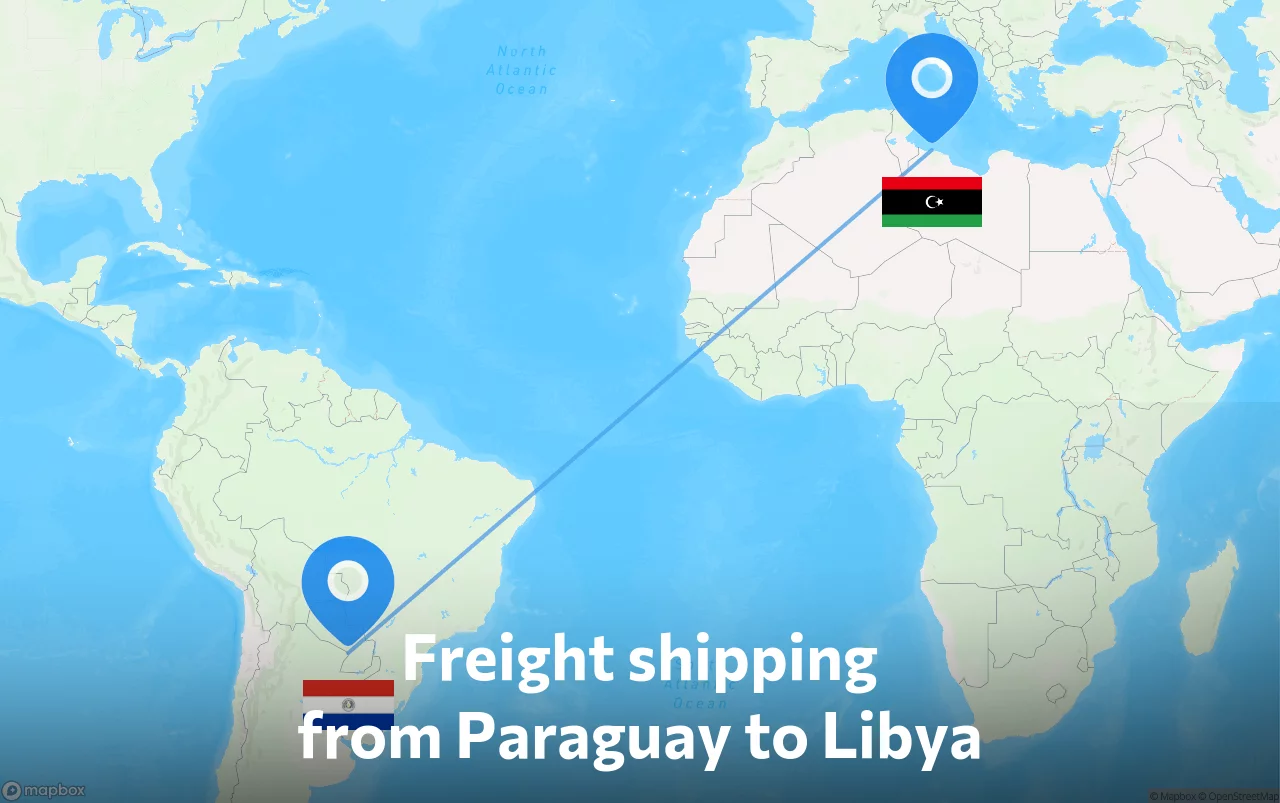 Shipping route from Paraguay to Libya