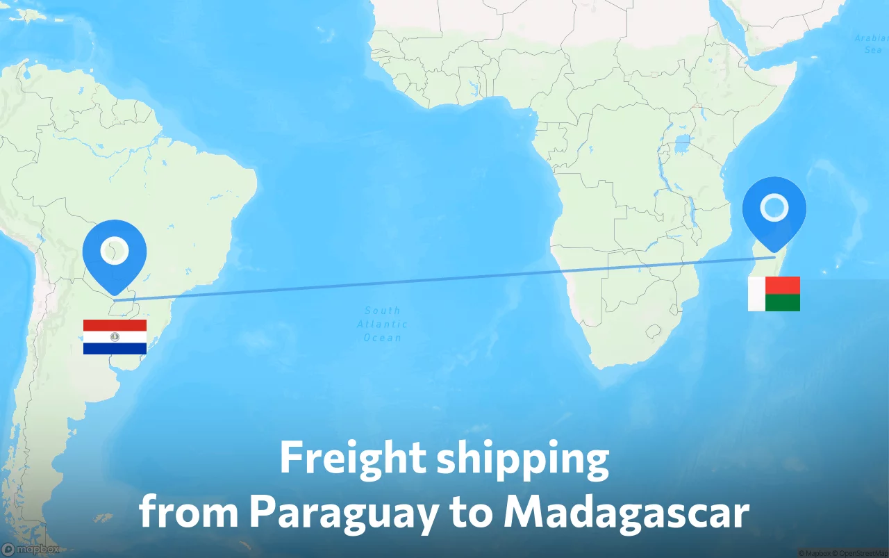 Shipping route from Paraguay to Madagascar
