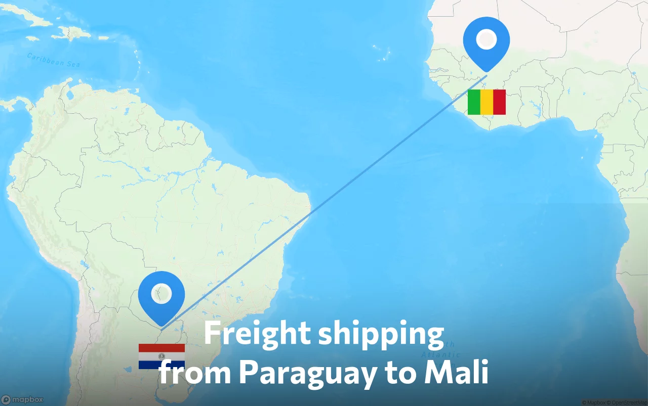 Shipping route from Paraguay to Mali