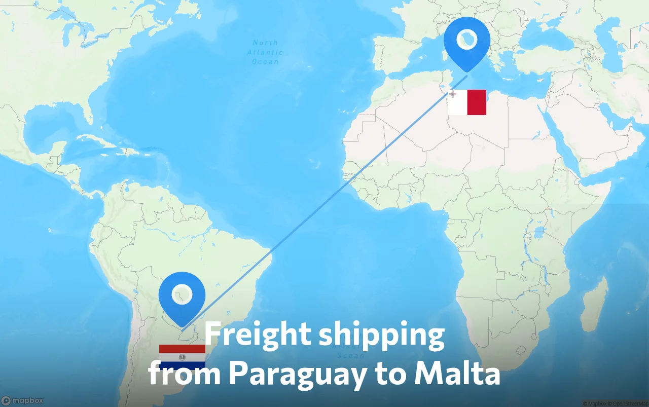 Shipping route from Paraguay to Malta