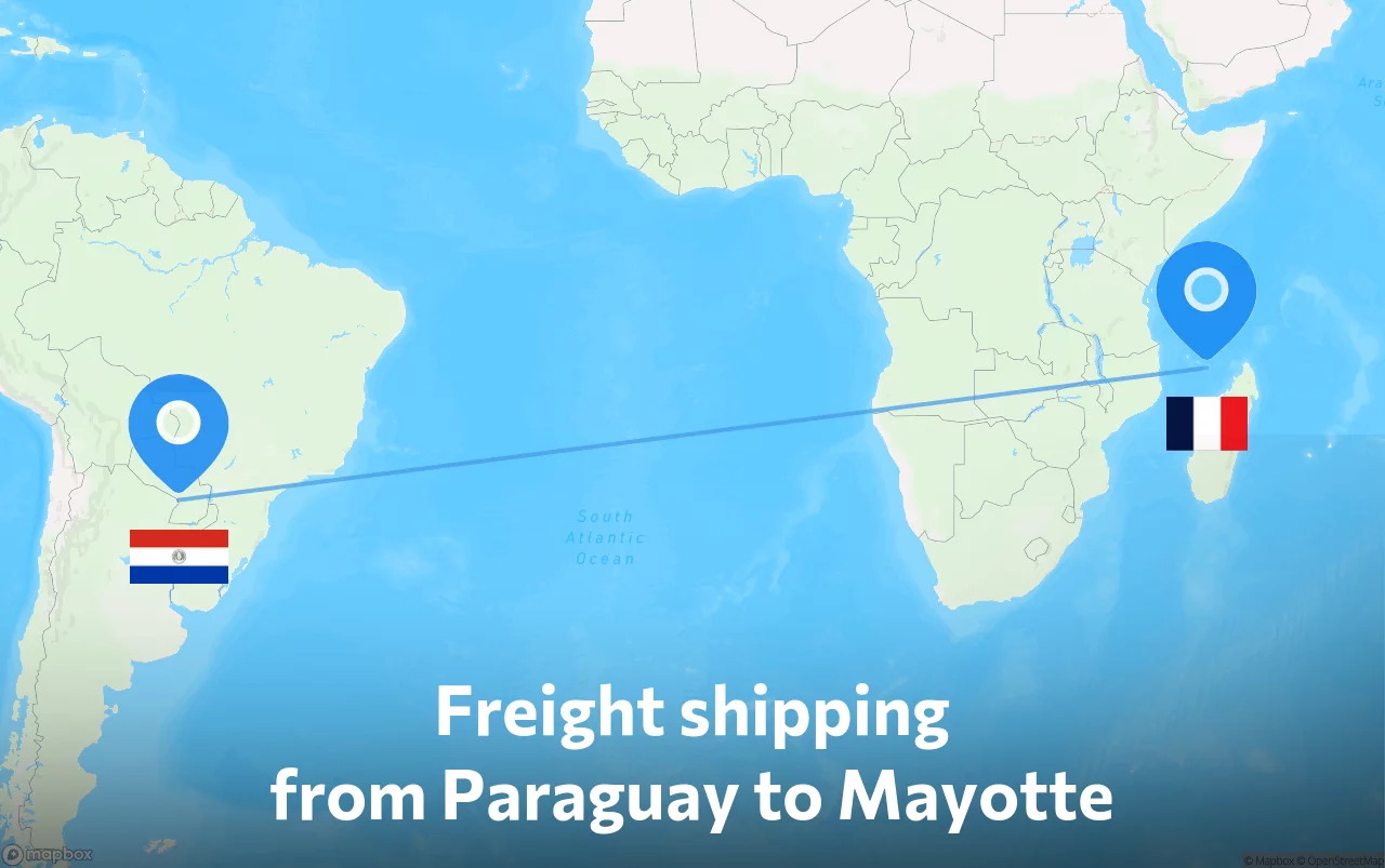Shipping route from Paraguay to Mayotte