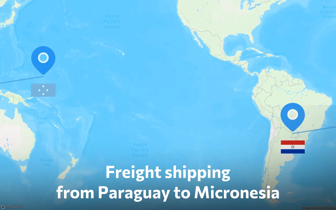 Shipping route from Paraguay to Micronesia