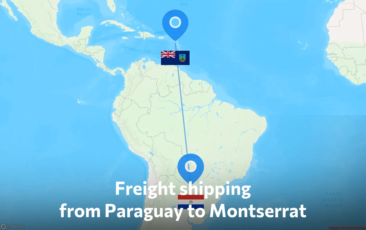 Shipping route from Paraguay to Montserrat